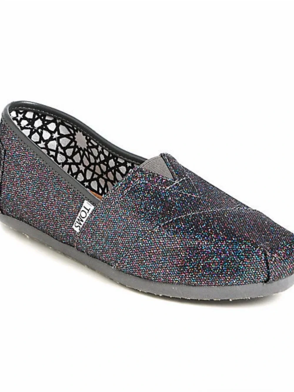 TOMS Women's Multicolor Black Glitter Slip Ons